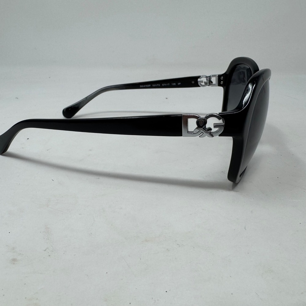 Dolce & Gabbana DG4163P Black Polarized Butterfly Sunglasses Silver Logo 501/T3 - Picture 2 of 7